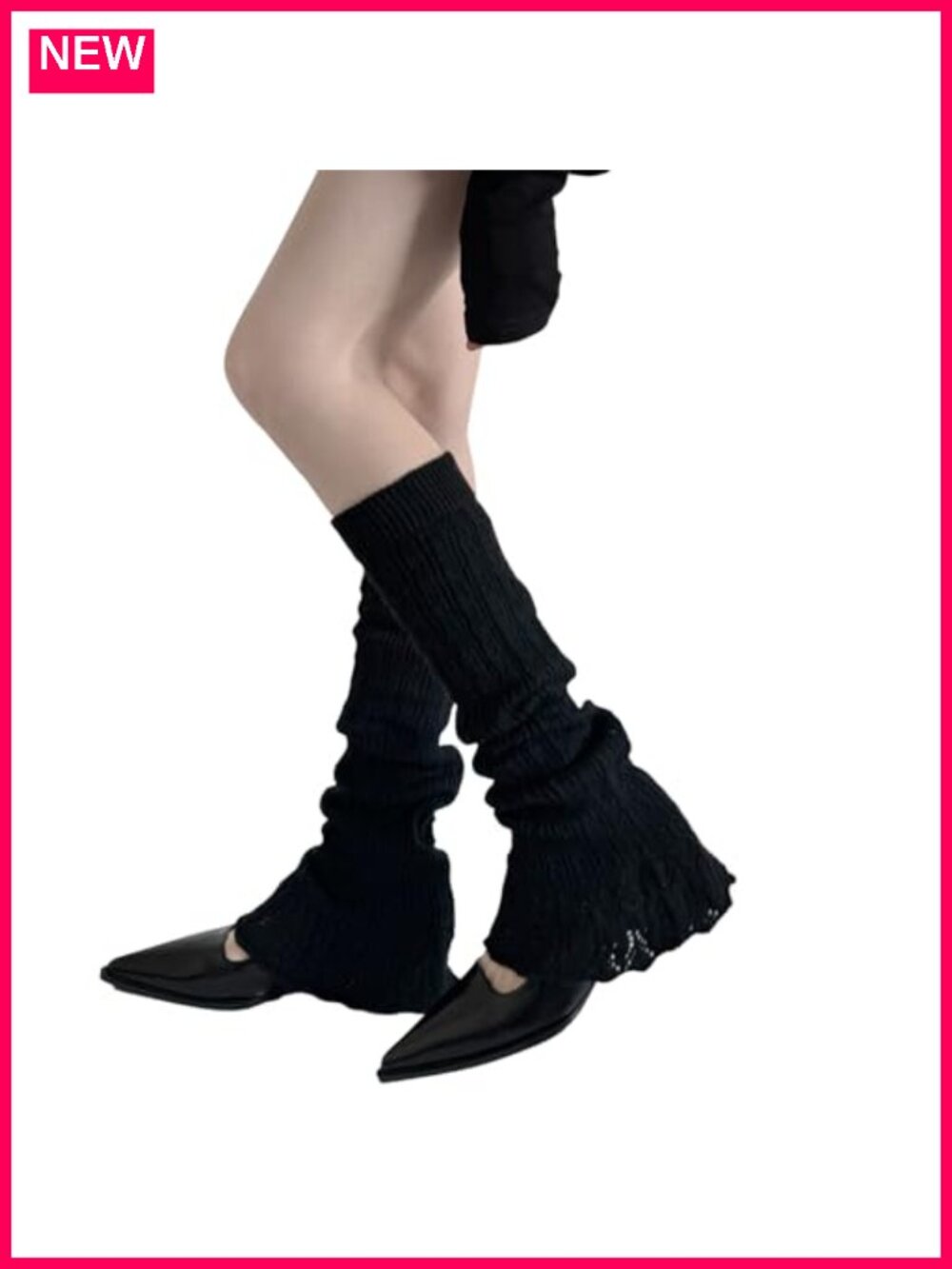 Y2K Kawaii Crochet Knit Ruffle Leg Warmers for Women Long Boot Covers Lolita